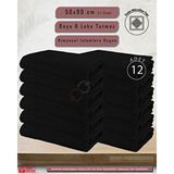 Sualuxe [12 Adet] Büyük Boy Mikrofiber 50X90CM, Spor Havlusu, Kuaför Havlusu, Berber Havlusu, El Yüz Havlusu - 50 x 90 cm - Siyah