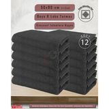 Sualuxe [12 Adet] Büyük Boy Mikrofiber 50X90CM, Spor Havlusu, Kuaför Havlusu, Berber Havlusu, El Yüz Havlusu - Standart - Gri