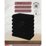 Sualuxe [6 Adet] Büyük Boy Mikrofiber 50X90CM, Spor Havlusu, Kuaför Havlusu, Berber Havlusu, El Yüz Havlusu - Standart - Siyah