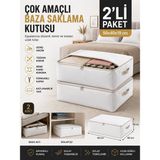 Suare Concept 2'li Çok Amaçlı Baza Saklama Kutusu 50X40X19 cm - Fermuarlı Katlanabilir Organizer Hurç - 50 x 40 x 19 cm