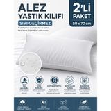Suare Concept 2'li Su Geçirmez Yastık Alezi 50X70 cm - Pamuk Yüzeyli Fermuarlı Yastık Koruyucu Kılıf - 50 x 70 cm - Beyaz