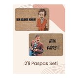 Suare Concept Bej Komik Ben Aslında Yoğum ve Açın Kayıyı Kapı Önü Paspası KP41-KP38 İkili Paket