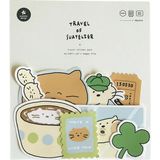 Suatelier Travel Luggage Sticker Pack Valiz Etiket Seti - Cat's Happy Trip - Çok Renkli