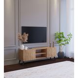 Suba Home Ahşap Görünümlü Mdf 2 Kapaklı Raflı Tv Ünitesi 120 x 30 x 45 Modern ve Fonksiyonel Tasarım - Atlantik Çam