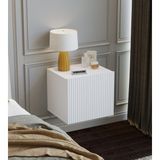 Suba Home Mdf - 40 cm Subahome Duvara Monte Şık Beyaz Kapaklı Komodin Çok Amaçlı Dolap