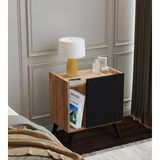 Suba Home Mdf - Subahome 50 cm Ahşap Dokulu Şık Siyah Kapaklı Komodin Çok Amaçlı Dolap Modern Yan Sehpa - Atlantik Çam