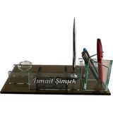 Suba Kristal Kişiye Özel Bronz Isimlik - Kristal Masaüstü Kalemlik - Ofis Büro Makam Hediyesi