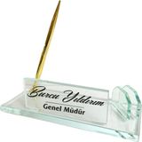 Suba Kristal Kişiye Özel Uv Baskılı Şeffaf Kristal Masa Isimliği