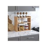 SuBahome %100 Mdf - 40 Cm Tezgah Üstü Ahşap Dokulu Şık Baharatlık Masa Üstü Düzenleyici Banyo Rafı Kahverengi