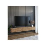 SuBahome 200 Cm Mdf 5 Kapaklı Dolaplı Minimalist Ahşap Duvara Monte Tv Ünitesi – Şık Ve Fonksiyonel Tasarım Kahverengi