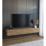 Subahome 200 cm Mdf 5 Kapaklı Dolaplı Minimalist Ahşap Duvara Monte Tv Ünitesi – Şık ve Fonksiyonel Tasarım