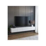 Subahome 200 cm Mdf 5 Kapaklı Dolaplı Minimalist Beyaz Duvara Monte Tv Ünitesi – Şık ve Fonksiyonel Tasarım