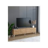 SuBahome Ahşap Görünümlü Mdf 4 Kapaklı Tv Ünitesi 160 X 30 X 45 - Modern Ve Fonksiyonel Tasarım Çam