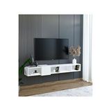 SuBahome Slimline Beyaz Duvara Monte Açık Raflı Minimalist Tv Ünitesi 160 Cm - Şık Ve Fonksiyonel Tasarım