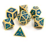 Suburban Sphinx Metal DND Zar Seti Mavi/Altın Çok Yüzlü Zar Cilalı Kalay Taşıma Çantası Masa Üstü Oyunlar D&D Zindanlar ve Ejderhalar Rol Oynama Oyunları için