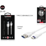 Subzero 2.8 A 1 mt USB Type-C Beyaz Şarj Data Kablosu
