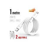 Subzero 25w Hızlı Type-c Şarj Kablosu Çift Taraflı Type-c To Type-c 25w Pd Şarj Kablo 1metre
