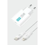 Subzero Apple iPhone 13 Mini Uyumlu GAN25 25W Pd Usb-C To Lightning Hızlı Şarj Aleti + Kablo - Beyaz