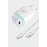 Subzero Apple iPhone 15 Plus Uyumlu SG100 30W Gece Lambali Dokunmatik LED Hizli Sarj Aleti + Kablo