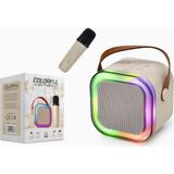 Subzero Colorful Rgb Ledli Mini Taşınabilir Hoparlör ve Wirelles Mikrofon - Açık Kahverengi
