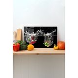 Suda Biberler Cam Kesme Tahtası, Silikon Ayaklı, Sunum Kesim Doğrama Tablası, Temperli ve Rodajlı - 30 x 45 cm