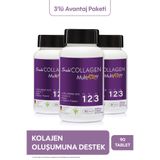 Suda Collagen Multiform Kolajen Tip 1 2 3 ,Vitamin C,Biotin,Hyaluronik Asit,Saç,Tırnak,Cilt 90 Tabletx3 Adet