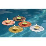 Suda Yüzebilen Standlı Farklı Renk ve Desenlerde 10 Adet Tealight Mum (9.5cmx9.5cm)