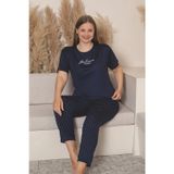 Sude Charme Kadın Büyük Beden Bisiklet Yaka MİLAN Likralı Kısa Kol Pijama Takımı K601/254 - 1 Adet