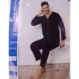 Sude Ercan Erkek Önden Düğmeli Uzun Kol İnce Pijama Takımı A301-843 - 1 Adet Lacivert 2Xl