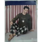 Sude Erkek Bisiklet Yaka Kışlık Polar Pijama Takımı A100/71 - 1 Adet Haki-2XL