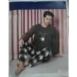 Sude Erkek Bisiklet Yaka Kışlık Polar Pijama Takımı A100/71 - 1 Adet Haki-XL