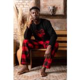 Sude Erkek Kışlık Polar Pijama Takımı A100/11 - 1 Adet - Siyah - 2XL