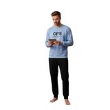 Sude Erkek Mavi Uzun Kollu Polar Peluş Pijama Takımı, XL Beden