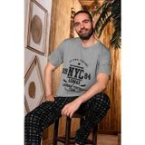 Sude Erkek Süprem Bisiklet Yaka İnce Kısa Kol Pijama Takımı A803/128 - 1 Adet Yeşil-L