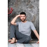 Sude Erkek Süprem Bisiklet Yaka İnce Kısa Kol Pijama Takımı K300/194 - 1 Adet Gri-2XL