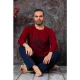 Sude Erkek Süprem Bisiklet Yaka İnce Uzun Kol Pijama Takımı P300/12 - 1 Adet Bordo-M