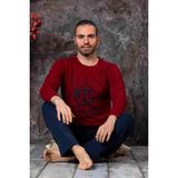 Sude Erkek Süprem Bisiklet Yaka İnce Uzun Kol Pijama Takımı P300/12 - 1 Adet Bordo-XL