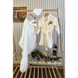 SUDE HOME Çocuk bornozu, kundak, kese 3'lü set pamuklu minik ayıcıklı nakışlı 1 set