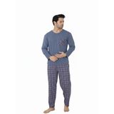 Sude HOMEWEAR erkek Alt Kare Üst Cepli Açık Mavi Pijama takımı