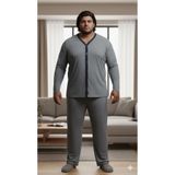 Sude HOMEWEAR Erkek Gri Renk Uzun Kol Gömlek Büyük Beden Pijama Takımı