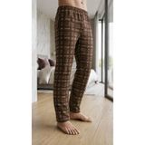 Sude HOMEWEAR Erkek Kahverengi Ekose Desenli Alt Pijama