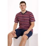 Sude HOMEWEAR Erkek Kısa Kol Şort Çizgili Büyük Beden Pijama Takımı