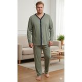 Sude HOMEWEAR Erkek Uzun Kol Gömlek Açık Yeşil Büyük Beden Pijama Takımı