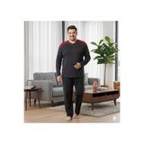 Sude HOMEWEAR Erkek Yarım Pat Düğmeli Uzun Kol Büyük Beden Pijama Takımı