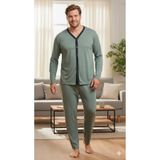 Sude HOMEWEAR Erkek Yeşil Renk Uzun Kol Gömlek Büyük Beden Pijama Takımı