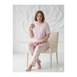 Sude HOMEWEAR Kadın Kısa Kol Çiçek Desenli Büyük Beden Pijama Takımı