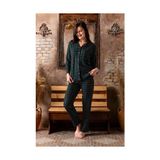 Sude Homewear Kadın Yeşil Kareli Gömlek Süet Pijama Takımı - 301-Yeşil