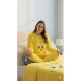 Sude Homewear Sarı Peluş Pijama Takımı - Sarı - XL