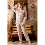 Sude Kadın Bambu Büyük Beden Uzun Kol Düğme Yaka İnce Pijama Takımı 4425 - 1 Adet Pudra-2XL