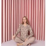 Sude Kadın Bambu İnterlok Uzun Kol V Yaka Pijama Takımı P5045 - 1 Adet Vizon-M